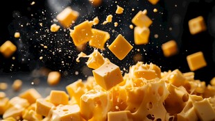 飞溅的美味奶酪块