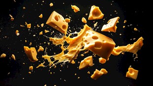 奶酪飞溅的动感瞬间