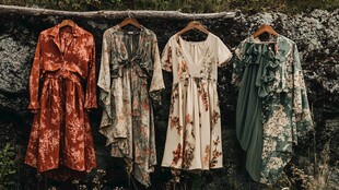 复古风花卉连衣裙展示