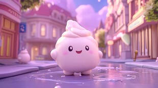 可爱云朵玩偶漫步梦幻街道