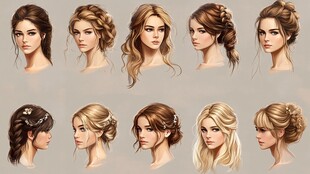 多样优雅女士发型展示