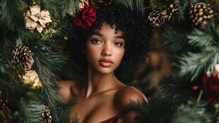 圣诞氛围中的美丽女性