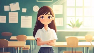 教室里的青春女学生