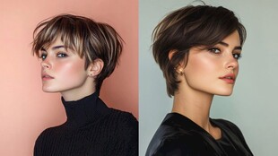 两款时尚短发女性造型展示