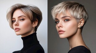 时尚短发女性造型展示