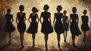 女子背影群像 优雅的前行