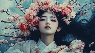 花饰汉服少女梦幻意境