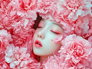 花中美人 沉醉梦幻氛围