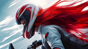 红发骑手的酷炫骑行瞬间