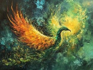 凤凰飞舞的奇幻艺术画作