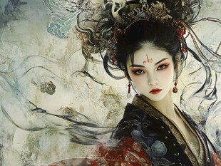 古风华裳神秘女子形象