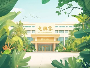 校园图书馆的绿意景致