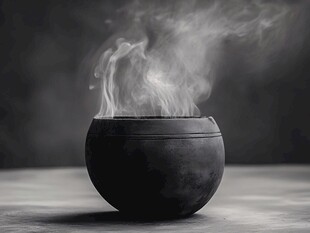 冒烟的黑陶碗