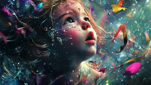 梦幻女孩畅游缤纷水下世界