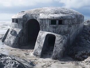 海边古老坚固的防御碉堡