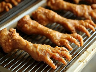 香酥鸡爪诱人烤制中
