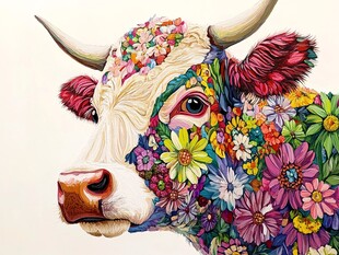 花饰牛首 多彩艺术之美