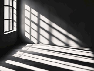 窗影洒落的静谧空房间