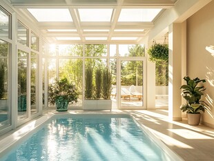 阳光房内的室内泳池景致