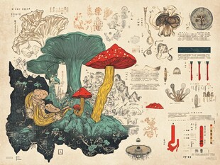 奇幻蘑菇世界插画艺术