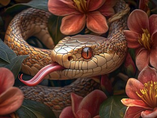 花中蛇影 金蛇吐信之奇幻景象