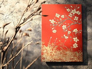 红色金纹花卉装饰画