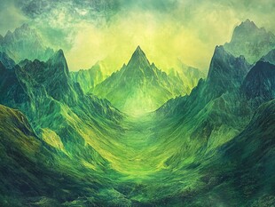 梦幻绿色山间奇景