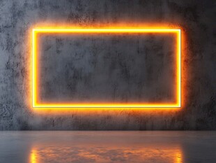 橙色霓虹框墙面光影效果