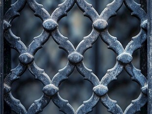 复古铁艺花纹围栏特写