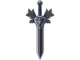 心形装饰的精美宝剑