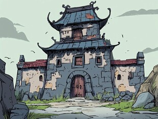 古风残旧中式楼阁建筑