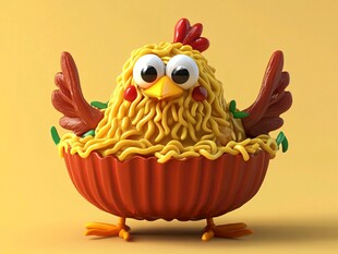 泡面小鸡创意3D形象