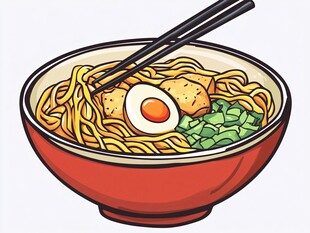 卡通风格美味拉面一碗