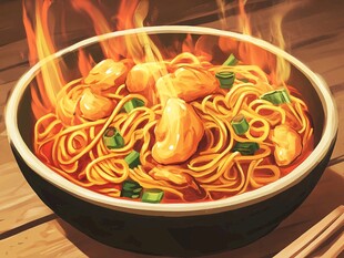 热气腾腾的虾仁面条