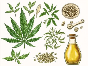 大麻植物及制品展示图