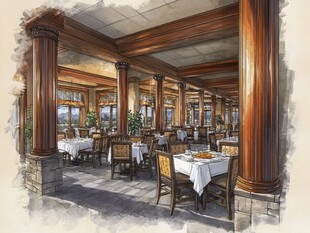 复古风格豪华餐厅室内景