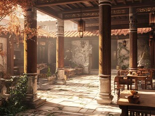 古风庭院中的静谧休闲空间