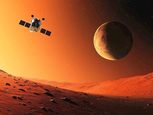 火星卫星科幻场景图
