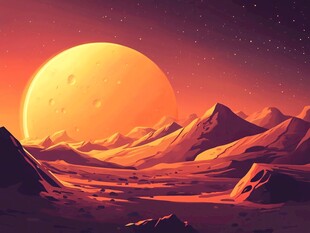 外星沙漠壮丽日落景观