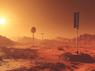 火星地貌与探测设备景观