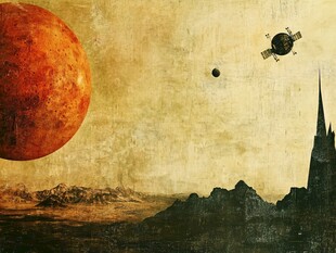 梦幻外星景观与星际卫星