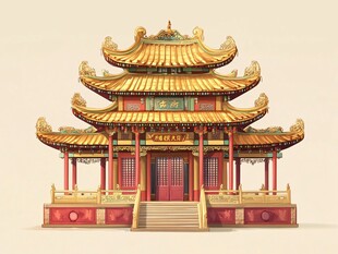 中式古典多层宫殿建筑