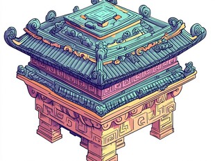 古风中式多层建筑模型