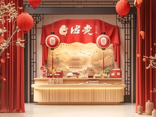 中式喜庆场景 团圆宴布置