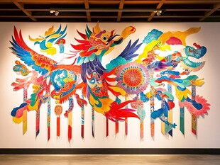 多彩龙凤艺术装置展示