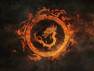 火焰环绕的神秘中国龙图案