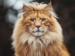 橘色长毛缅因猫特写