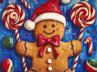 圣诞姜饼人伴多彩糖果