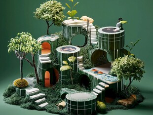 梦幻绿植庭院微观景观