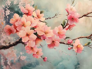 春日粉樱绽放图